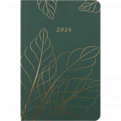 OBERTHUR Semainier GIVERNY 16 poche, Janvier à Décembre 2024, format  9,5x17,5 cm, couv impr quadri Vert ≡ CALIPAGE