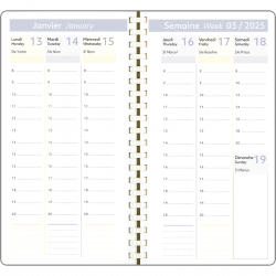 Recharge agenda 16 poche féminine spiralée FSC 2025